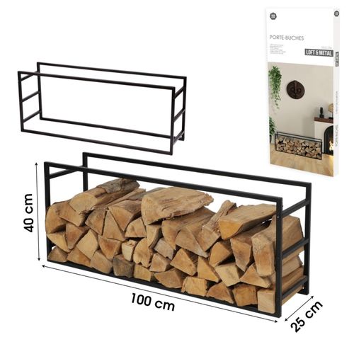 Porte Buches En Métal Noir