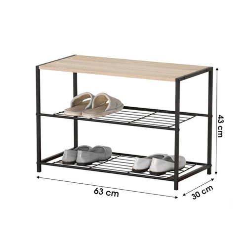 Etagère Range Chaussures 2 Niveaux 63x30xh43cm