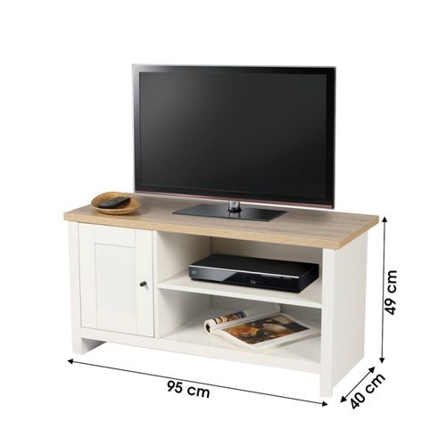 Meuble TV Blanc 1 Porte Et 1 Étagère Virginia