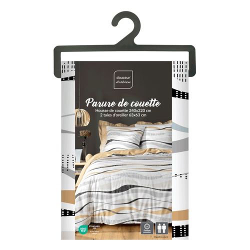 Housse De Couette 240x220 + 2 Taies Vagueline Naturel