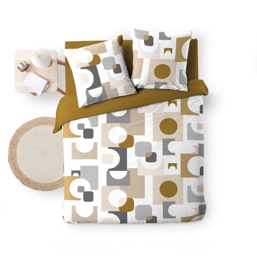 Housse De Couette 240x220 + 2 Taies Geomelo Ocre