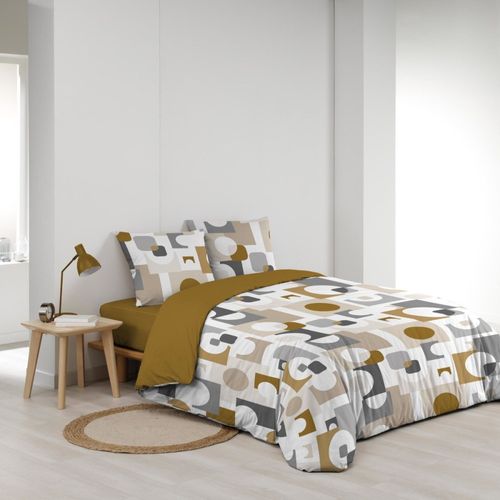 Housse De Couette 240x220 + 2 Taies Geomelo Ocre