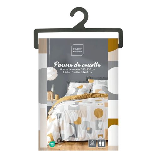 Housse De Couette 240x220 + 2 Taies Geomelo Ocre