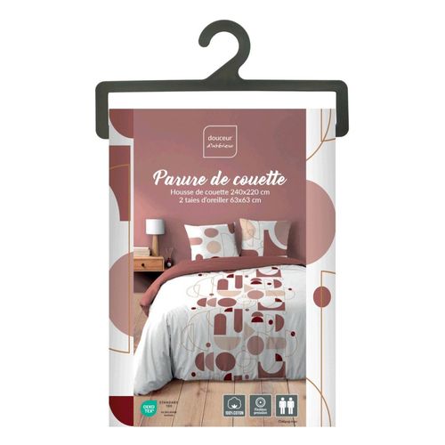Housse De Couette 240x220 + 2 Taies Chilipop Rose 100% Coton