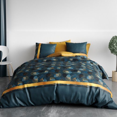 Housse De Couette 260x240 Ginko + 2 Taies Coton 57 Fils
