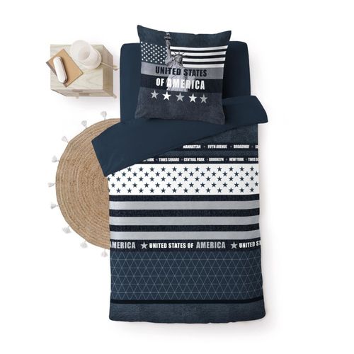 Housse De Couette 140x200 + 1 Taie States 100% Coton