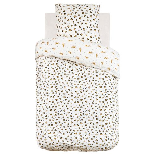 Housse De Couette Enfant 140x200 Leopard + Taie Coton 57 Fils