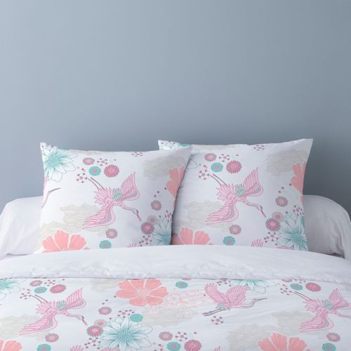 Housse De Couette Flanelle 200x200 Grue + 2 Taies