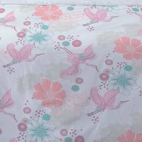 Housse De Couette Flanelle 200x200 Grue + 2 Taies