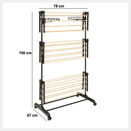 Etendoir à Linge à Roulettes Forme Tour Noir