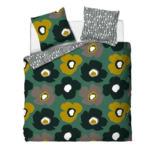 Housse De Couette 260x240 Fleurie + 2 Taies 100% Coton