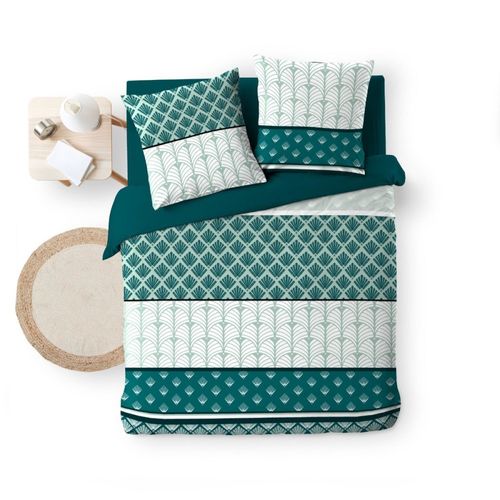 Housse De Couette 240x220 + 2 Taies Stria Emeraude