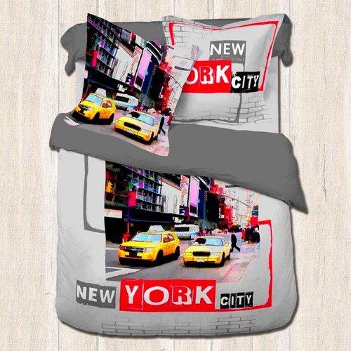 Housse De Couette 240x220 New York Cab + 2 Taies 100% Coton