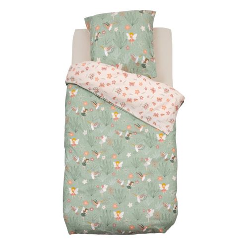 Housse De Couette Enfant 140x200 Fée + Taie Coton 57 Fils