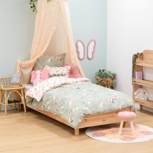 Housse De Couette Enfant 140x200 Fée + Taie Coton 57 Fils