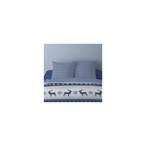 Housse De Couette 260x240 Fenris Bleu + 2 Taies Matière Polaire