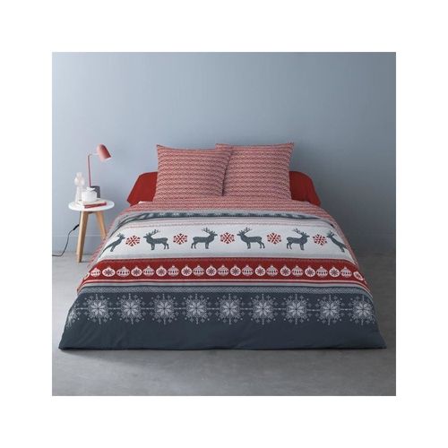 Housse De Couette 240x220 Fenris Rouge + 2 Taies Matière Polaire