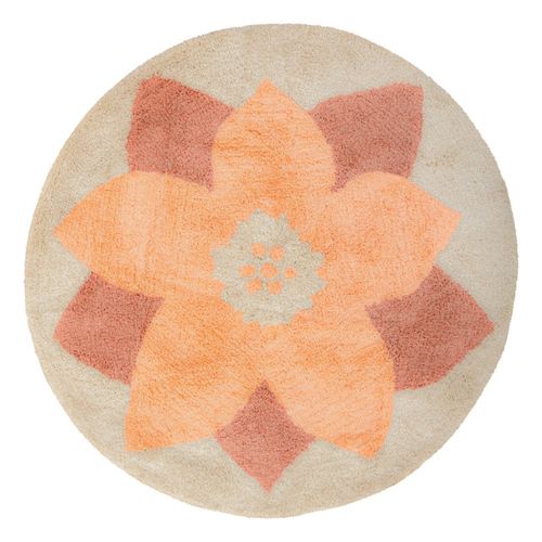 Tapis Rond Fleurs Diamètre 100cm Coton
