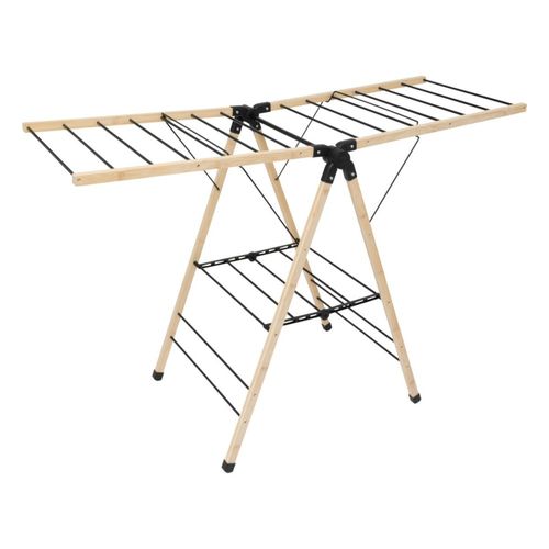 Etendoir à Linge 13m Noir Et Bambou