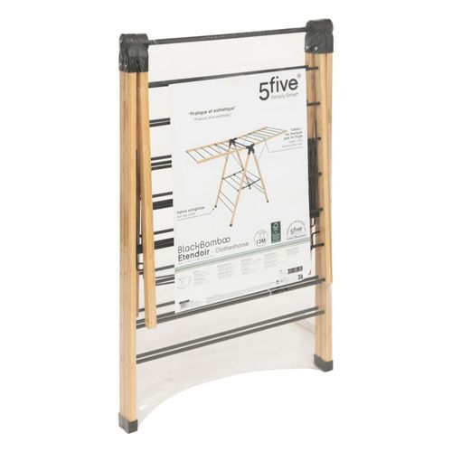 Etendoir à Linge 13m Noir Et Bambou