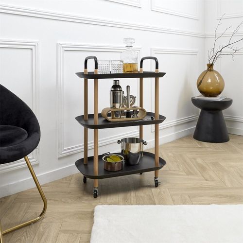 Desserte à Roulettes 3 Plateaux Noir