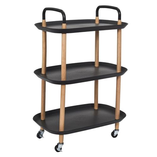 Desserte à Roulettes 3 Plateaux Noir