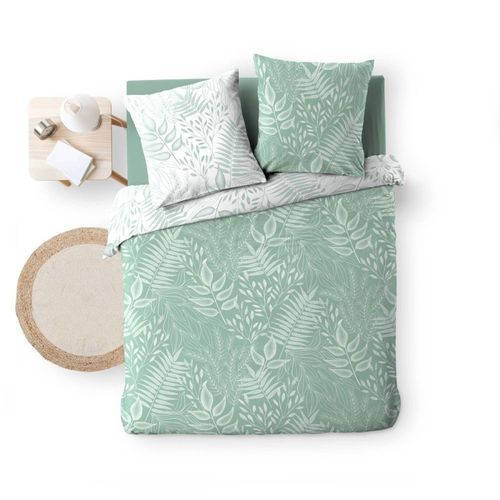 Housse De Couette 240x220 + 2 Taies Cassia Sauge 100% Coton