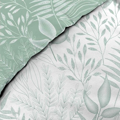 Housse De Couette 240x220 + 2 Taies Cassia Sauge 100% Coton