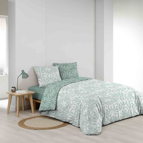 Housse De Couette 260x240 + 2 Taies Malia Sauge 100% Coton