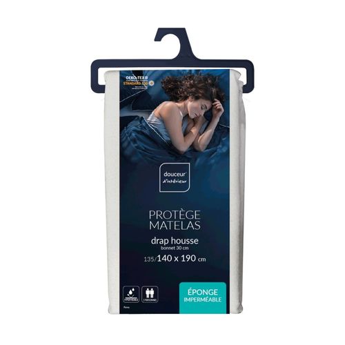Protège Matelas Éponge Imperméable 140x190 Bonnet 30 Cm