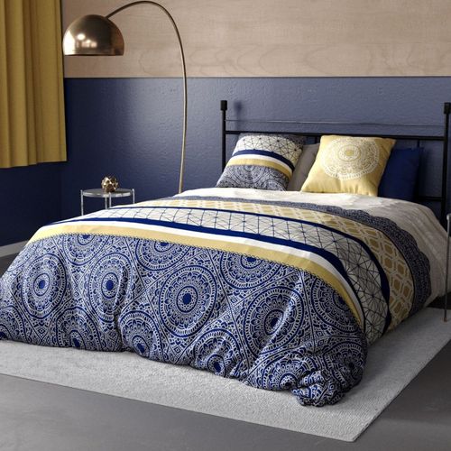 Housse De Couette 260x240 Connexions + 2 Taies Coton 57 Fils