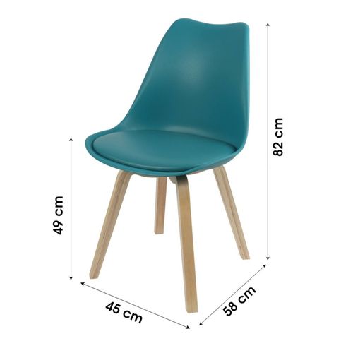 Chaise Scandinave Bleu Canard Avec Coussin