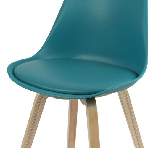 Chaise Scandinave Bleu Canard Avec Coussin