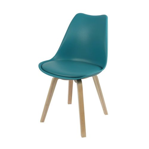 Chaise Scandinave Bleu Canard Avec Coussin