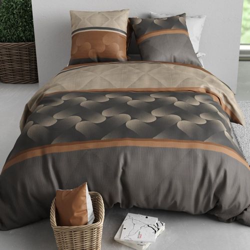 Housse De Couette 260x240 Jaspe + 2 Taies Coton 57 Fils