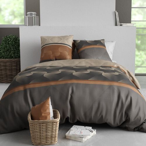 Housse De Couette 260x240 Jaspe + 2 Taies Coton 57 Fils