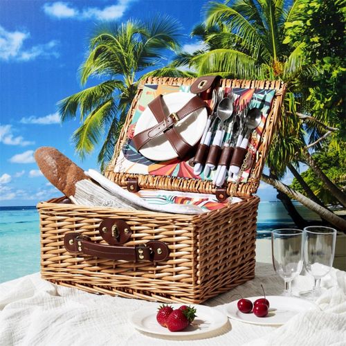 Panier De Pique Nique Avec Vaisselle Pour 4 Personnes
