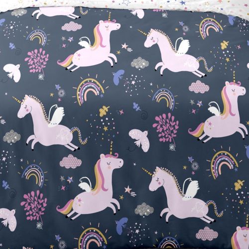Housse De Couette 140x200 Stella La Licorne + 1 Taie 100% Coton