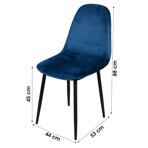 Chaise Velours Bleu Et Pieds Métal