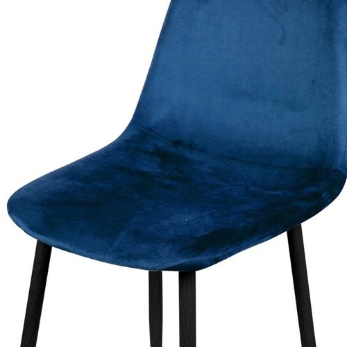 Chaise Velours Bleu Et Pieds Métal