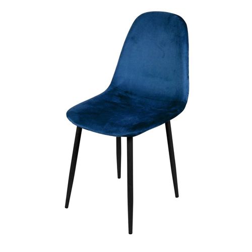 Chaise Velours Bleu Et Pieds Métal