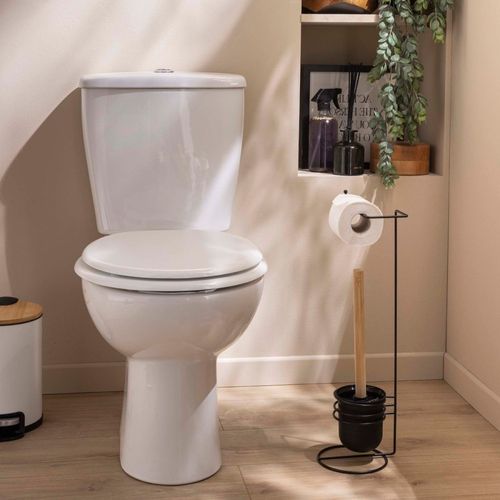 Dérouleur Papier Wc En Métal Noir Avec Brosse