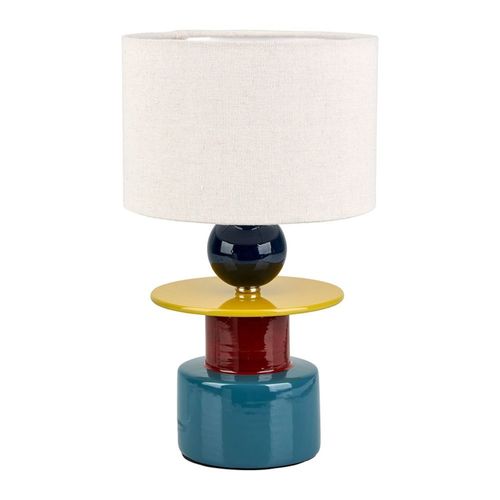 Lampe En Céramique Multicolore Avec Abat-jour Beige