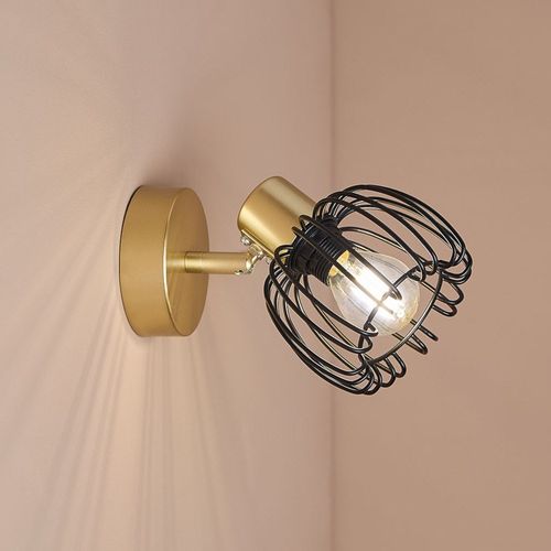 Spot Patère Orientable 1 Abat-jour Métal Doré Et Noir