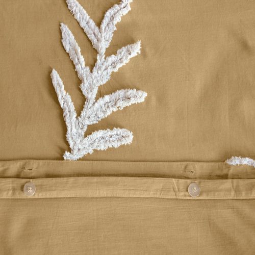 Housse De Couette 260x240 Feuillu + 2 Taies 100% Coton Lavé 52 Fils