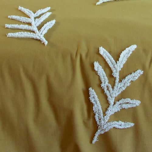 Housse De Couette 260x240 Feuillu + 2 Taies 100% Coton Lavé 52 Fils