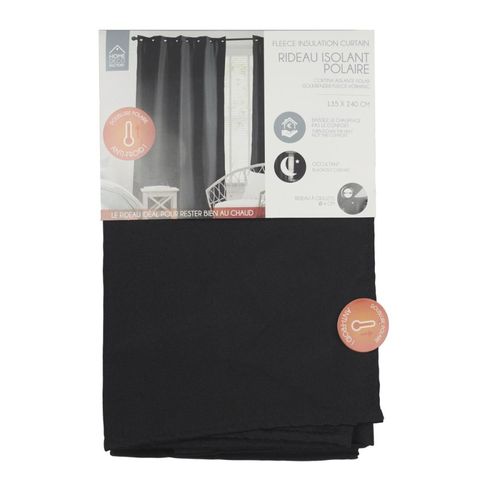 Rideau Isolant Polaire 135x240 Cm Noir