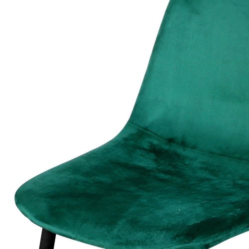Chaise En Velours Vert Et Pieds Métal Noir