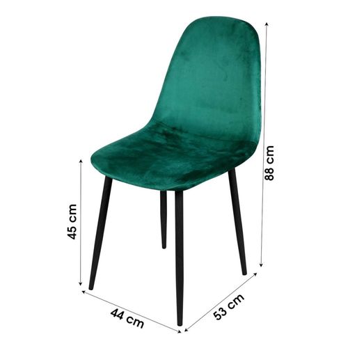 Chaise En Velours Vert Et Pieds Métal Noir