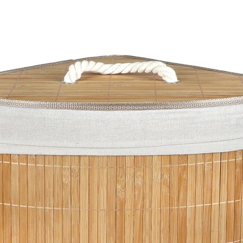 Panier à Linge D'angle En Bambou Avec Couvercle